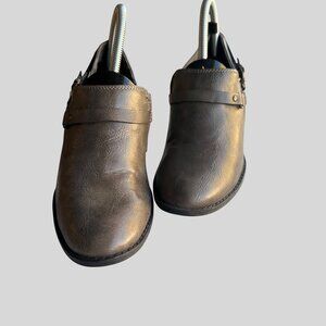 Women's Faux Synthetic  Ankle Boots With Buckle Strap Accent Tan  Size 7.5